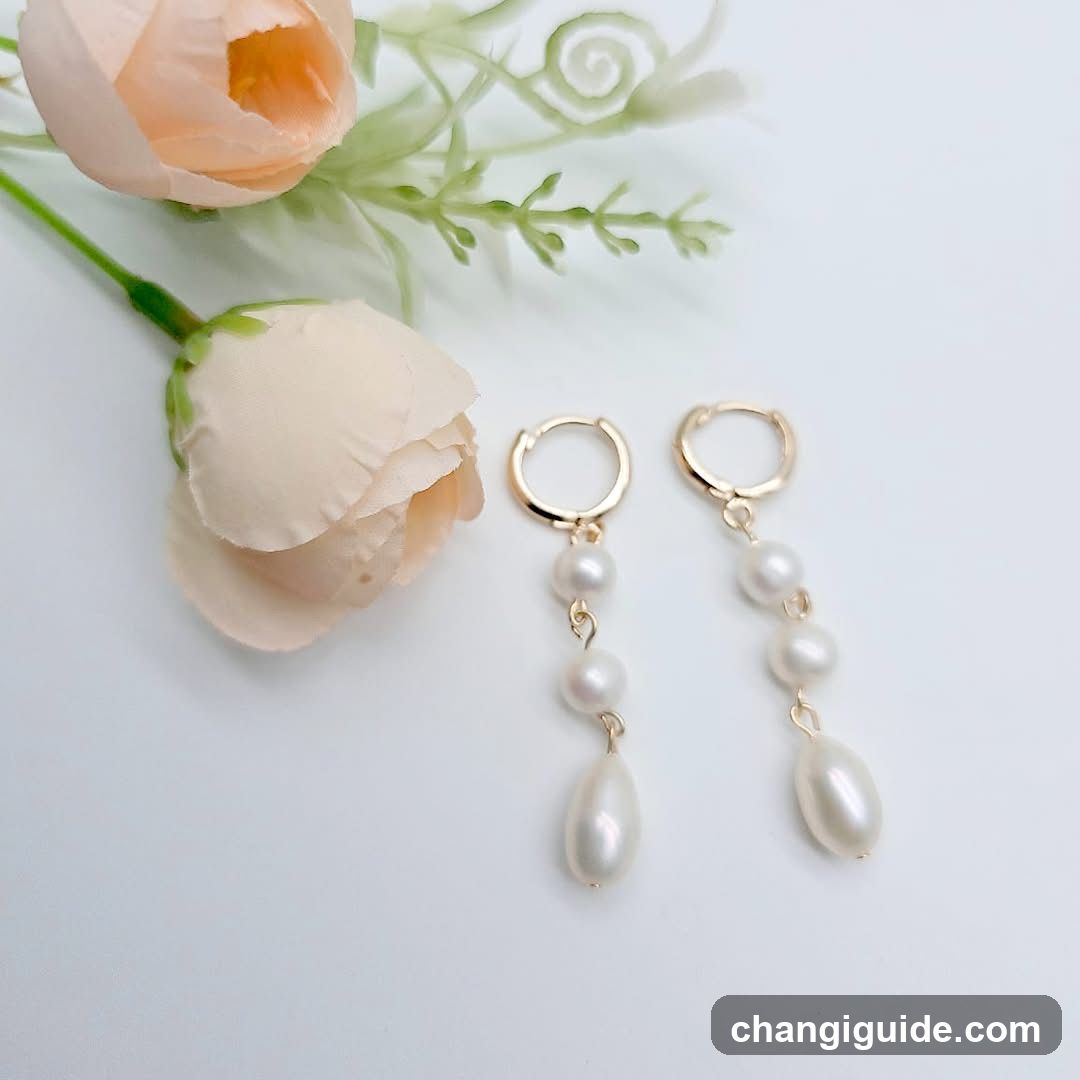 Pearl Drop Earrings with Gold Hoop