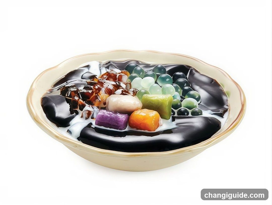 Grass Jelly Dessert with Toppings