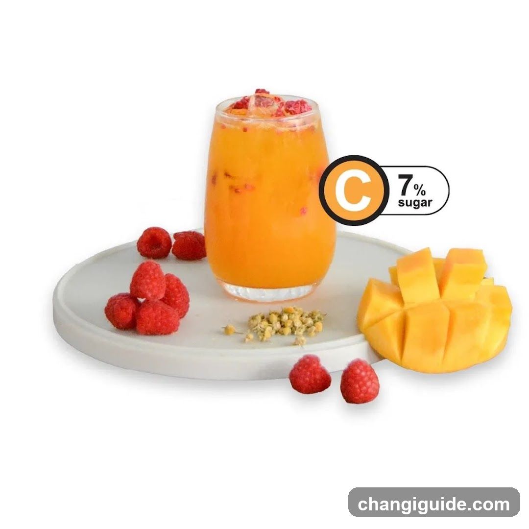 Orange Drink with Mango and Raspberries