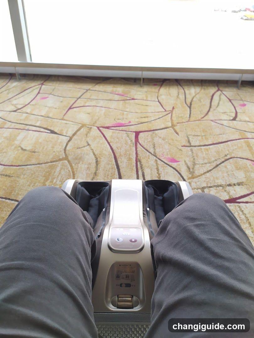 Foot massage device in lounge area