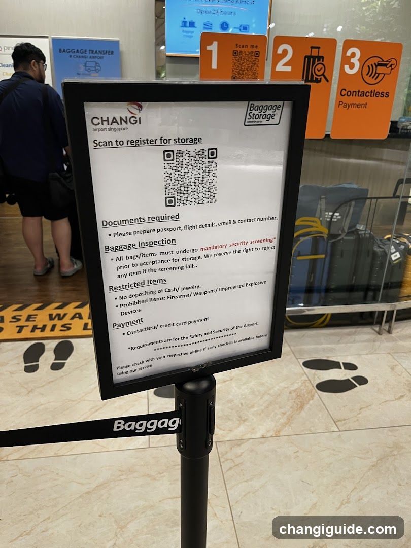 Baggage Storage Sign at Changi Airport