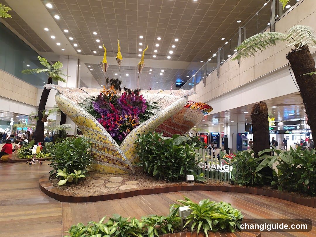 Flower display at Changi Airport Terminal 2