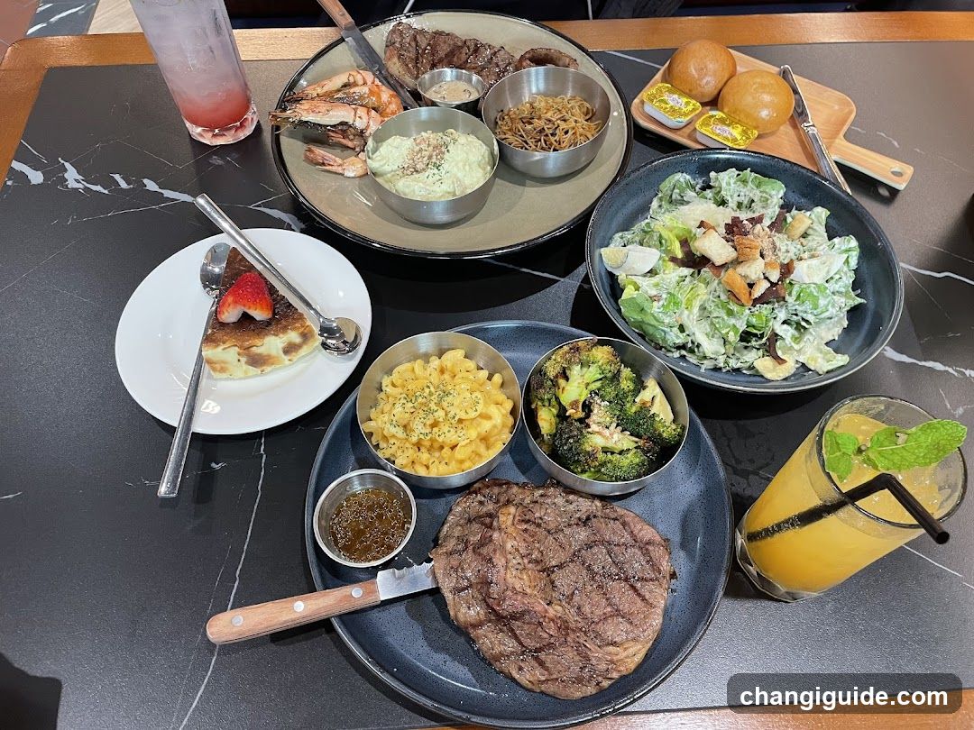 Steak and Salad Meal Spread