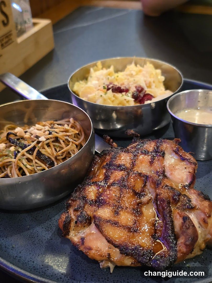 Grilled Chicken with Pasta and Salad