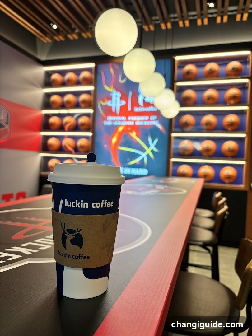 Luckin Coffee Interior with Basketball Theme