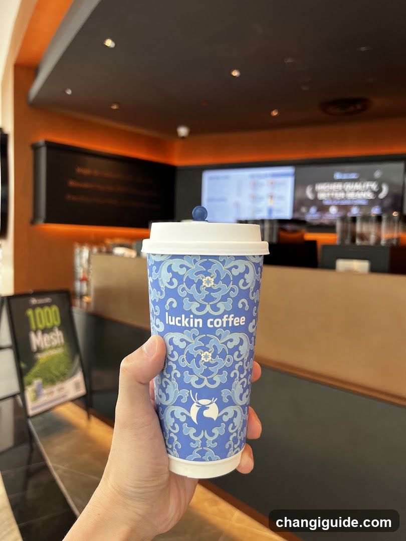 Luckin Coffee Cup in Store Interior