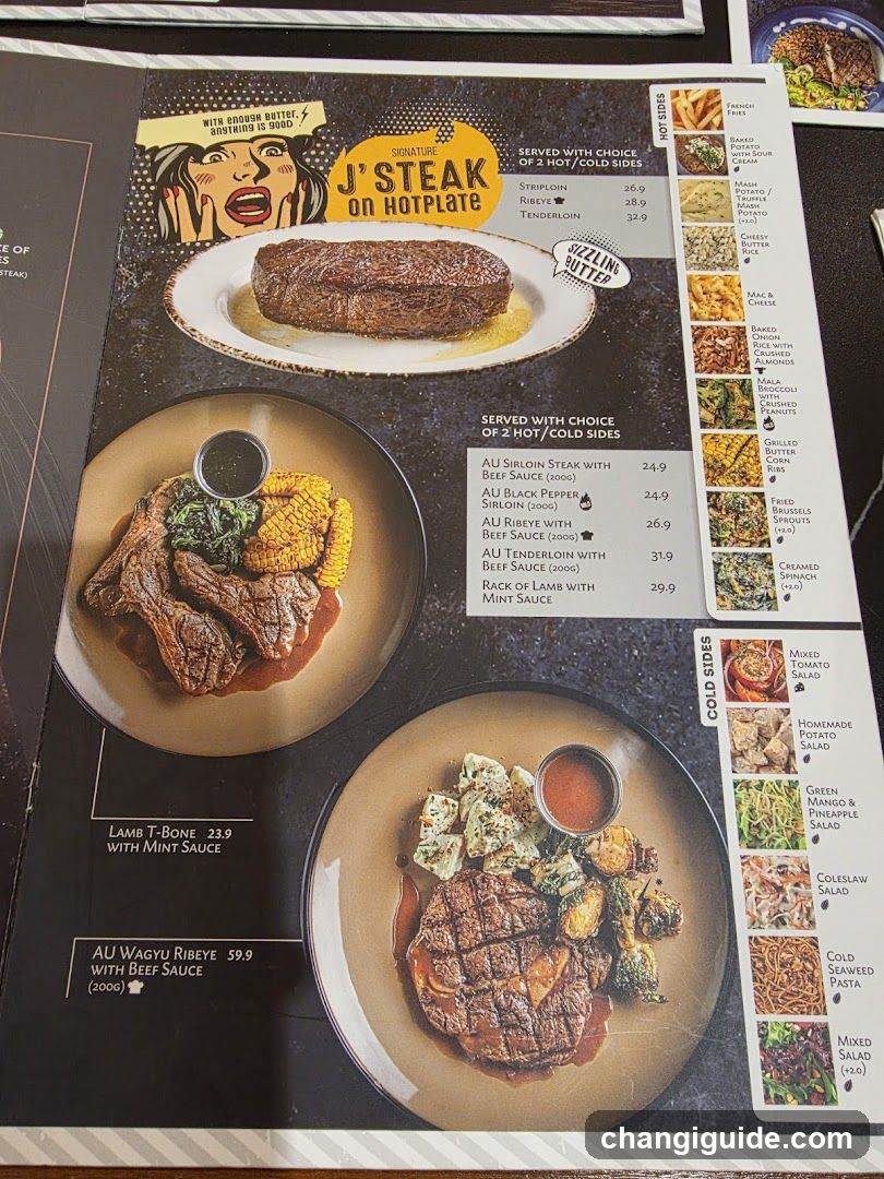 J's Steak on Hotplate Menu