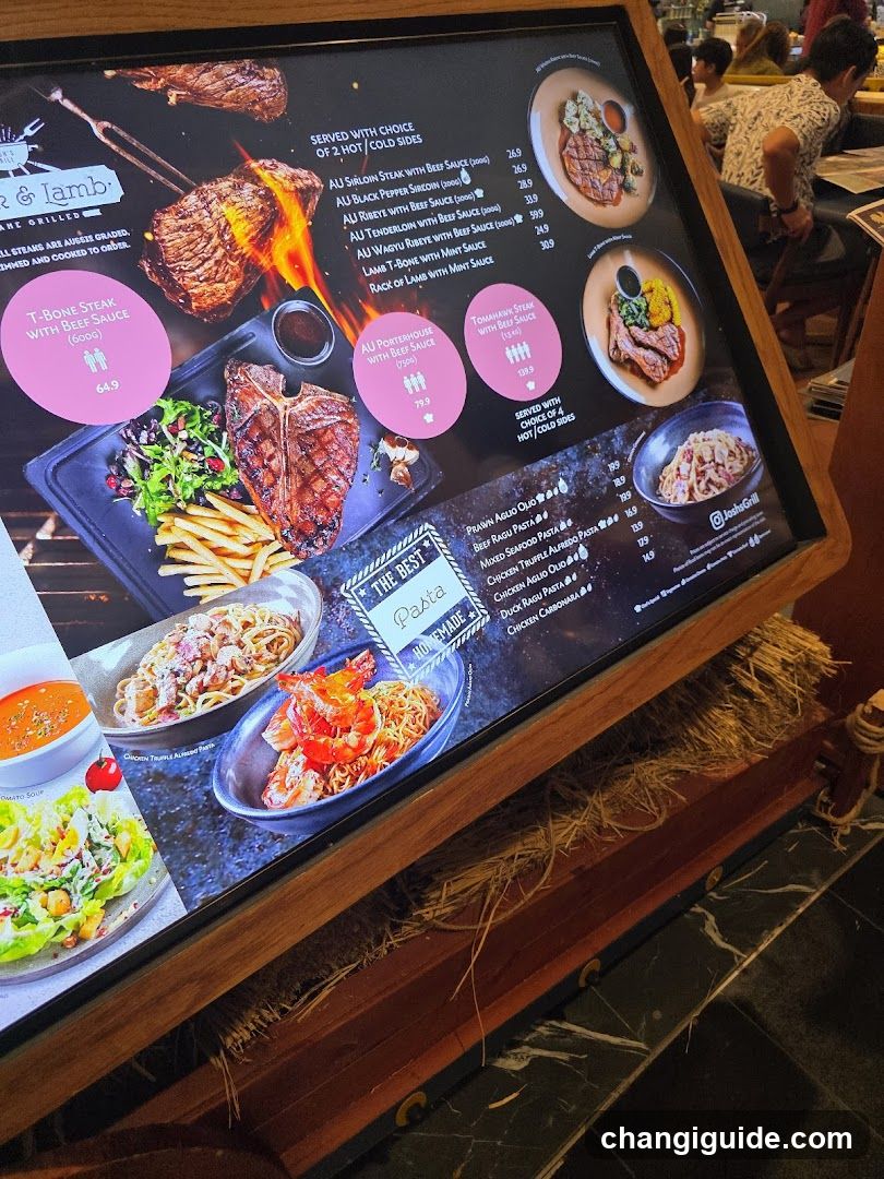 Digital Menu Display at Steakhouse