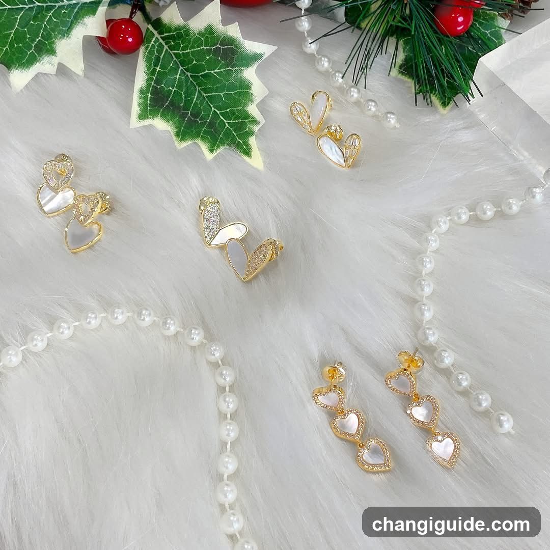Jewelry Display with Pearls and Holly