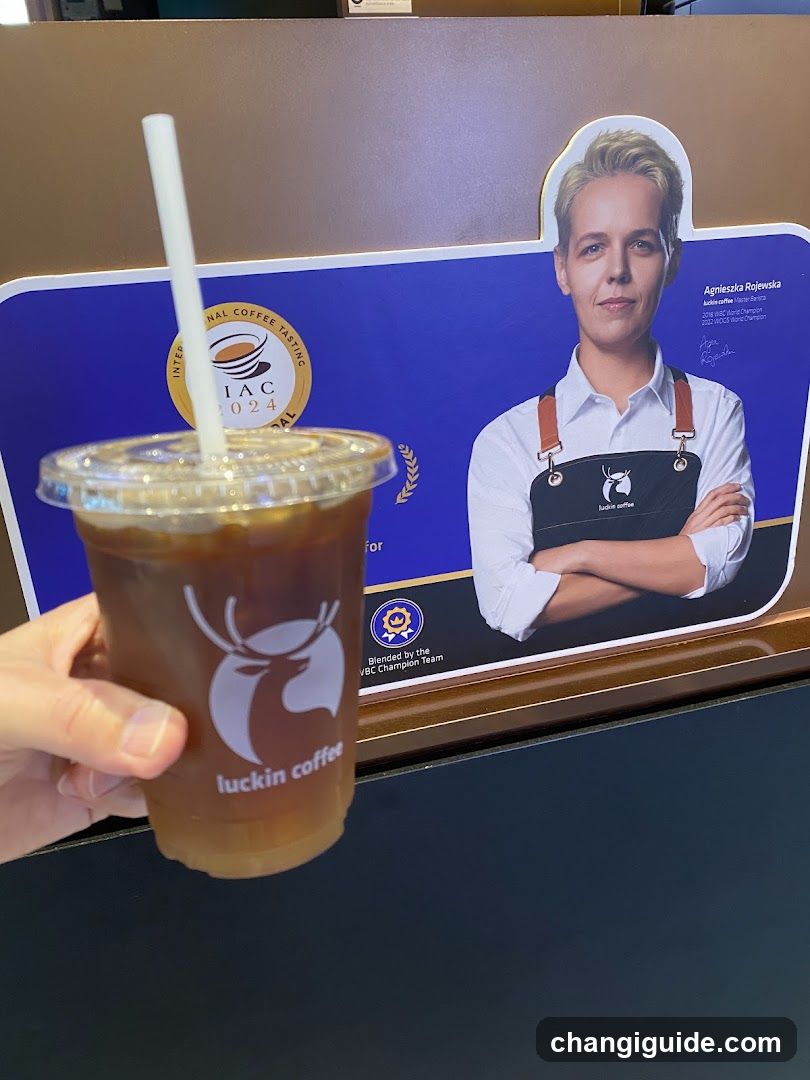 Luckin Coffee Iced Drink with Staff Poster