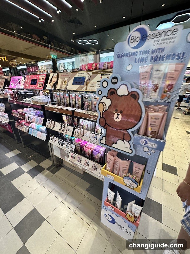 Bio essence store display with Line Friends character