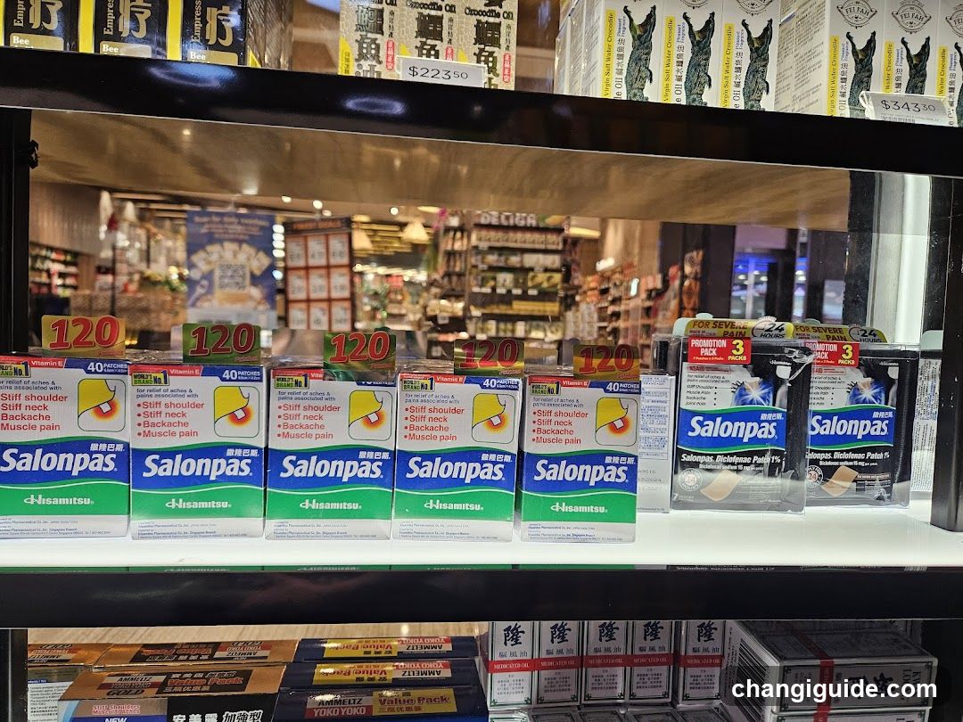 Salonpas and other products on a shelf