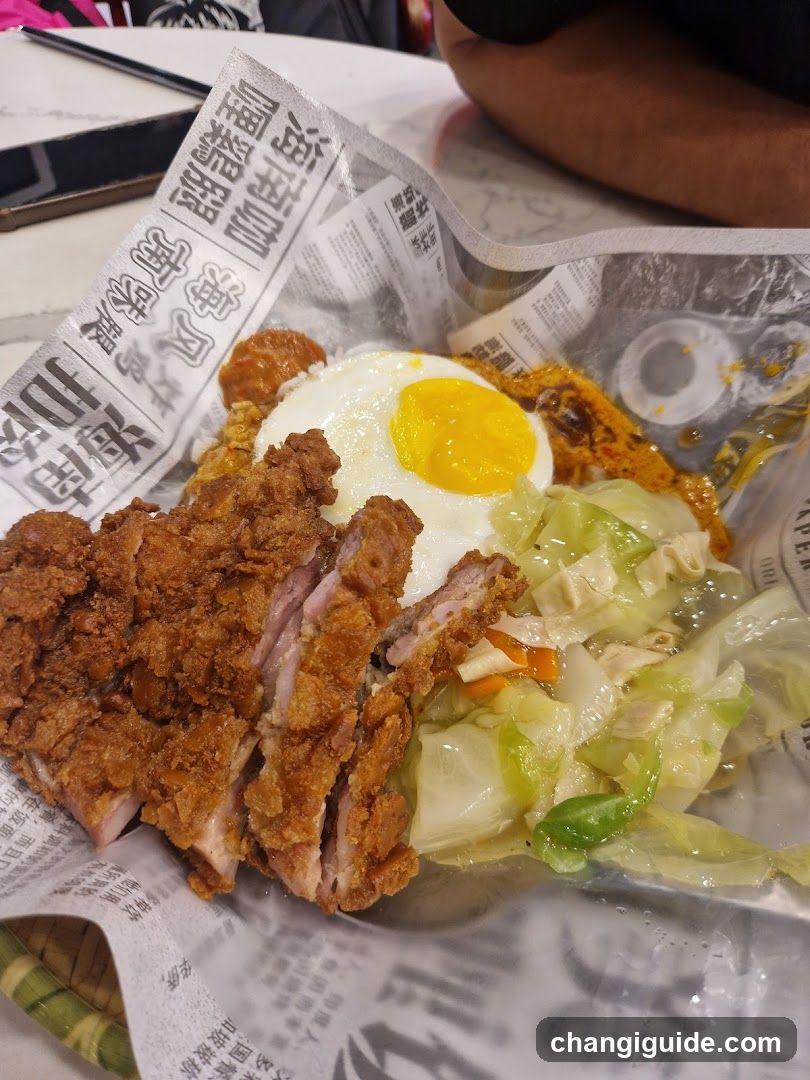 Fried Chicken Meal with Egg and Cabbage