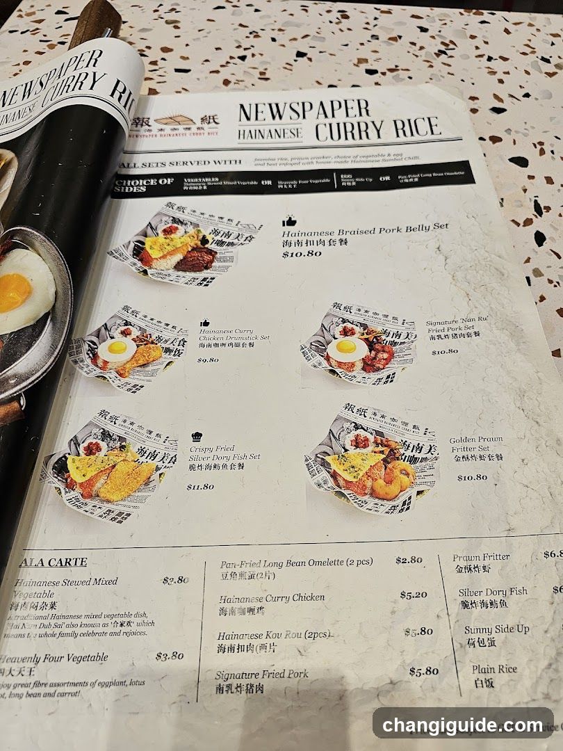 Newspaper Hainanese Curry Rice Menu