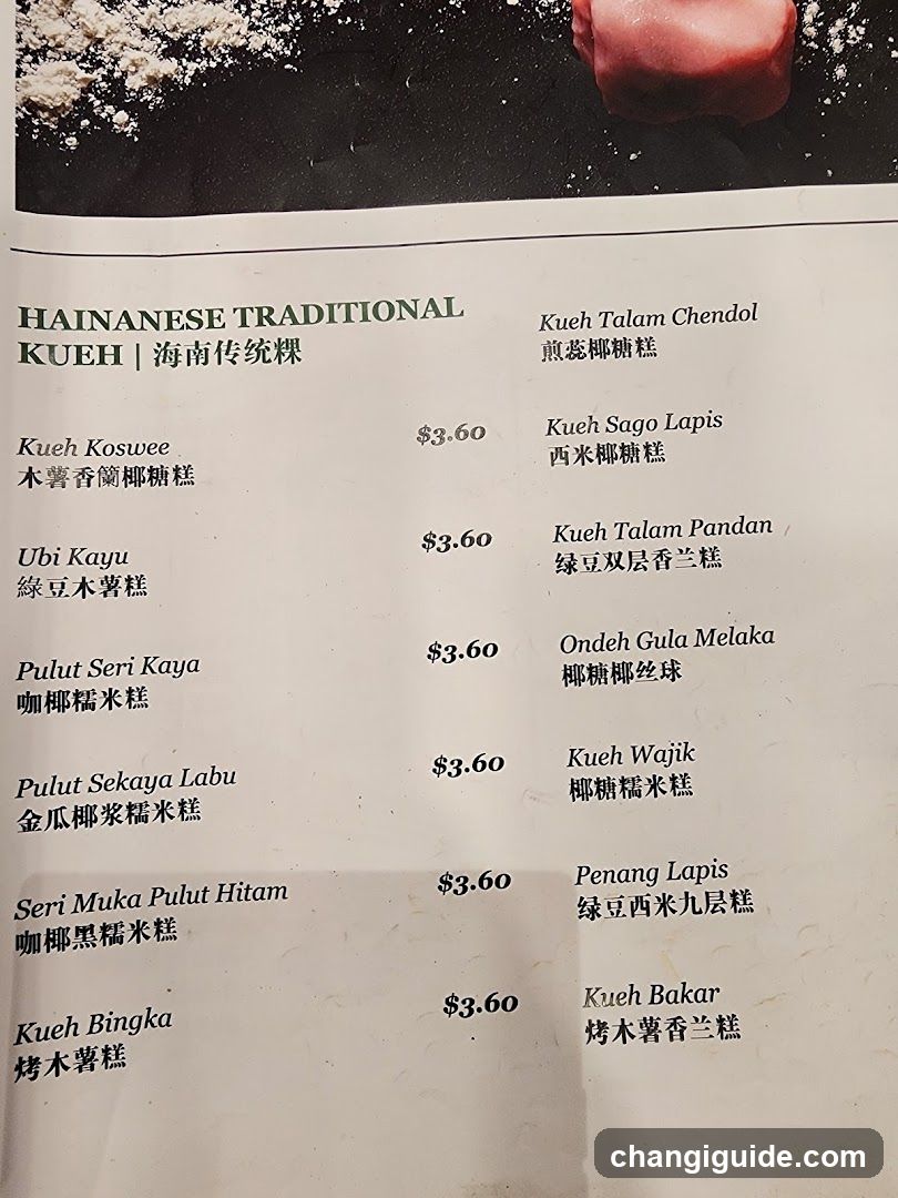 Hainanese Traditional Kueh Menu