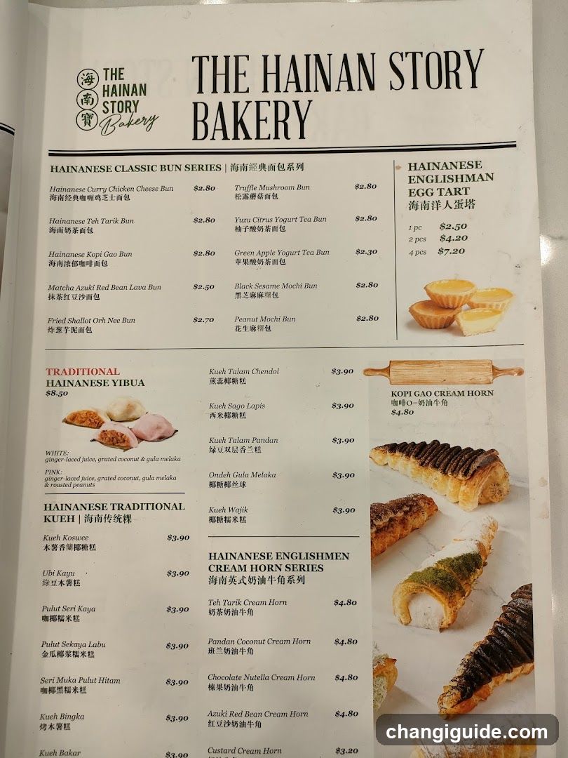 The Hainan Story Bakery Menu