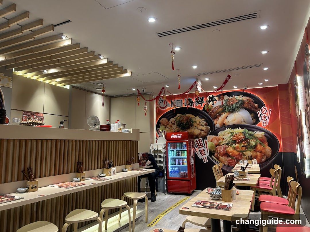 Restaurant Interior with Wall Art and Seating Area