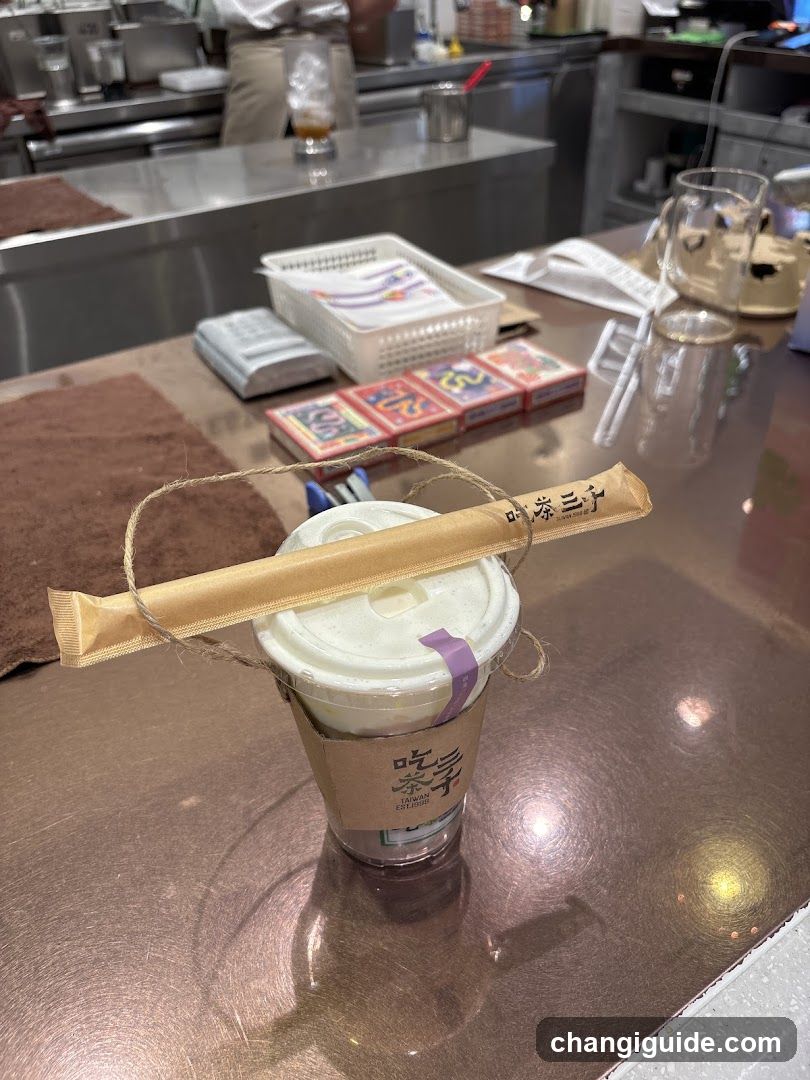 Beverage on counter