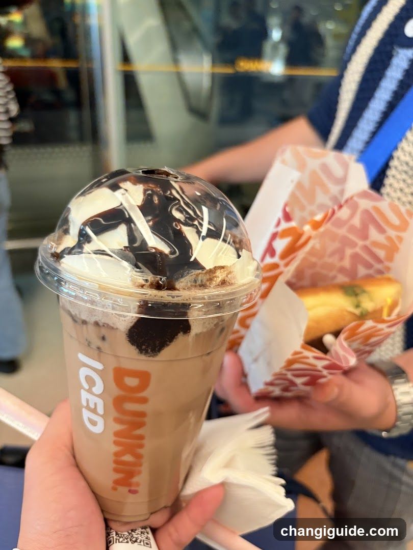 Dunkin' Iced Coffee and Pastry