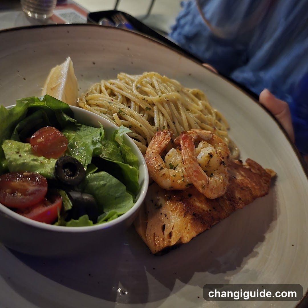 Shrimp Pasta with Salad