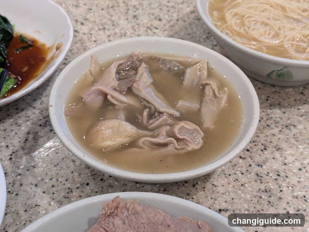 Dish with offal and broth