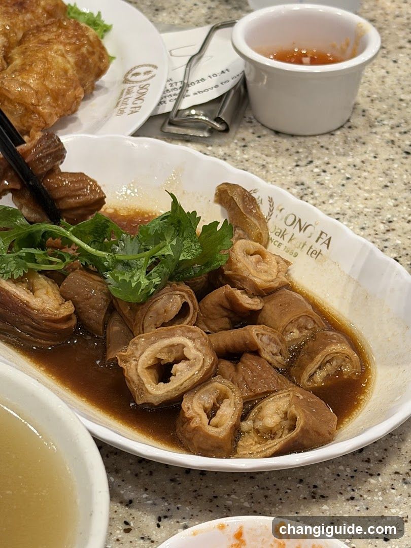 Dish of braised intestines with cilantro