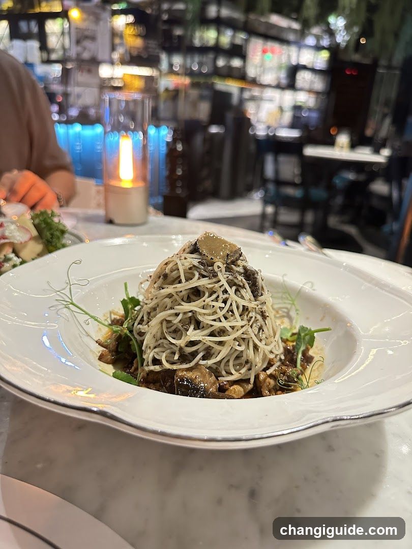 Pasta Dish in Restaurant Interior