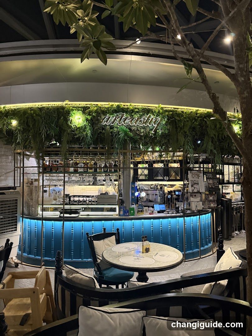 Bar Interior with Greenery Decor