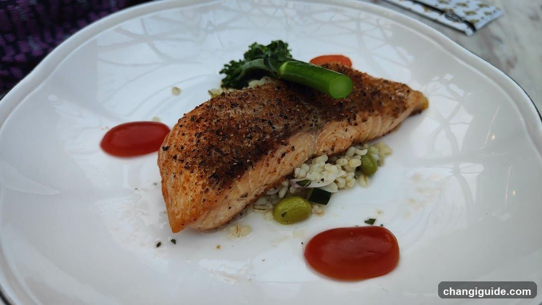 Seared Salmon with Rice Pilaf and Tomato Sauce