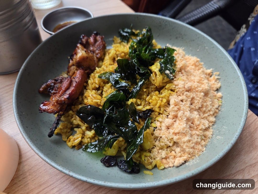 Bowl of Fried Rice with Tofu and Greens