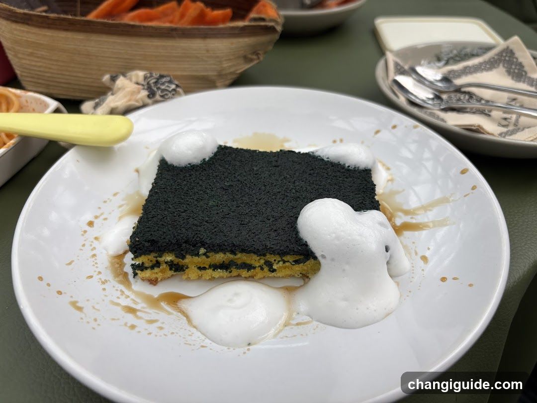 Black Cake Dessert with Foam