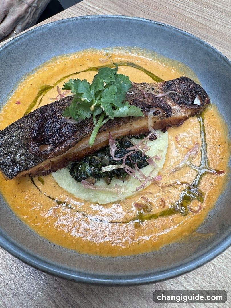 Baked Fish with Creamy Sauce and Greens