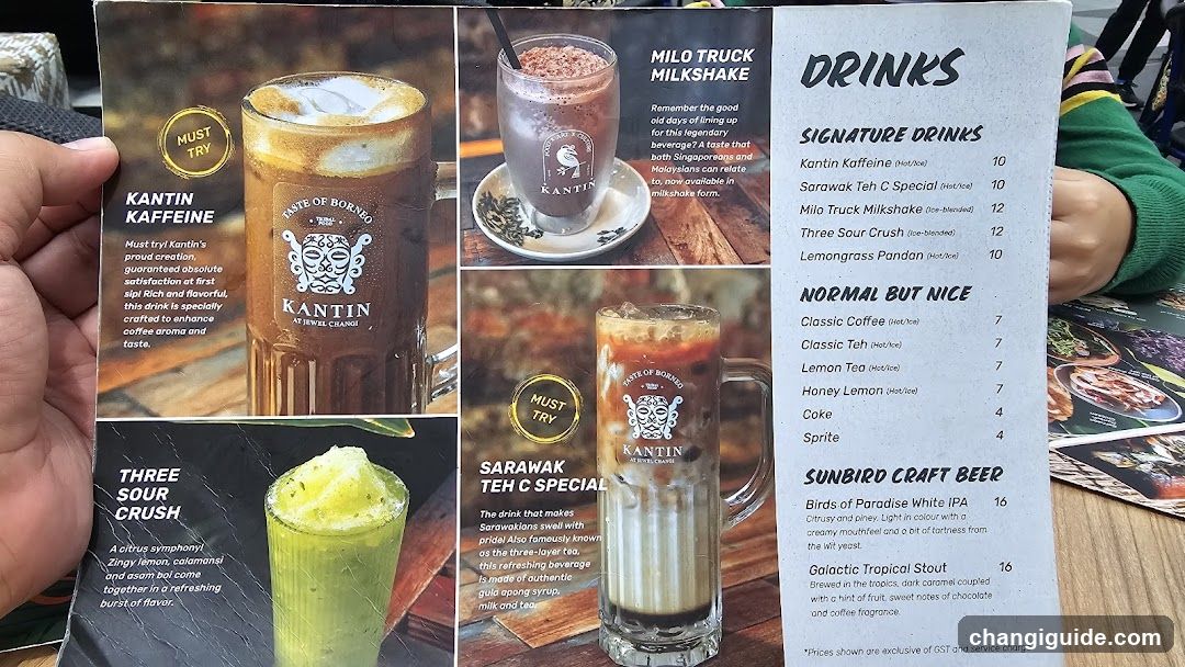 Kantin Drinks Menu
