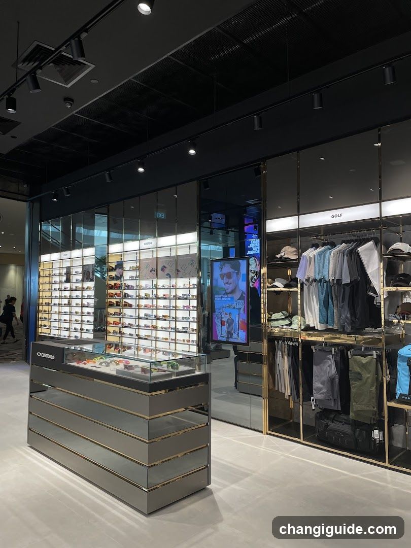 Interior of a retail store with shoe and clothing displays