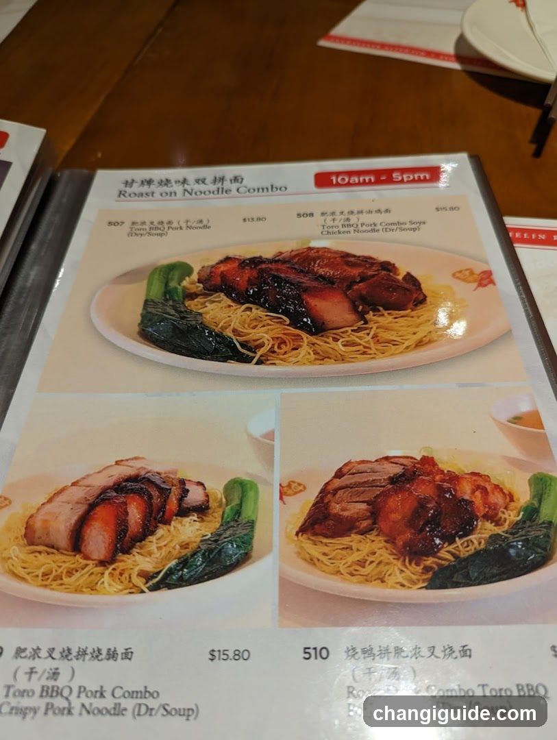 Noodle Dish Menu Page