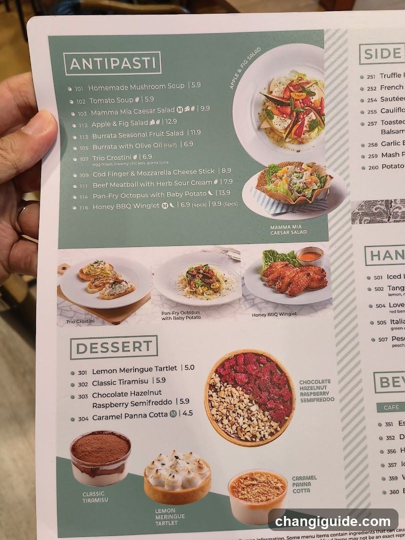 Antipasti, Dessert Menu Page