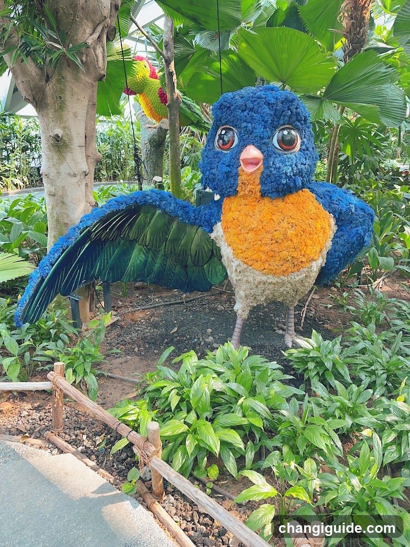 Flower Sculpture of a Blue Bird