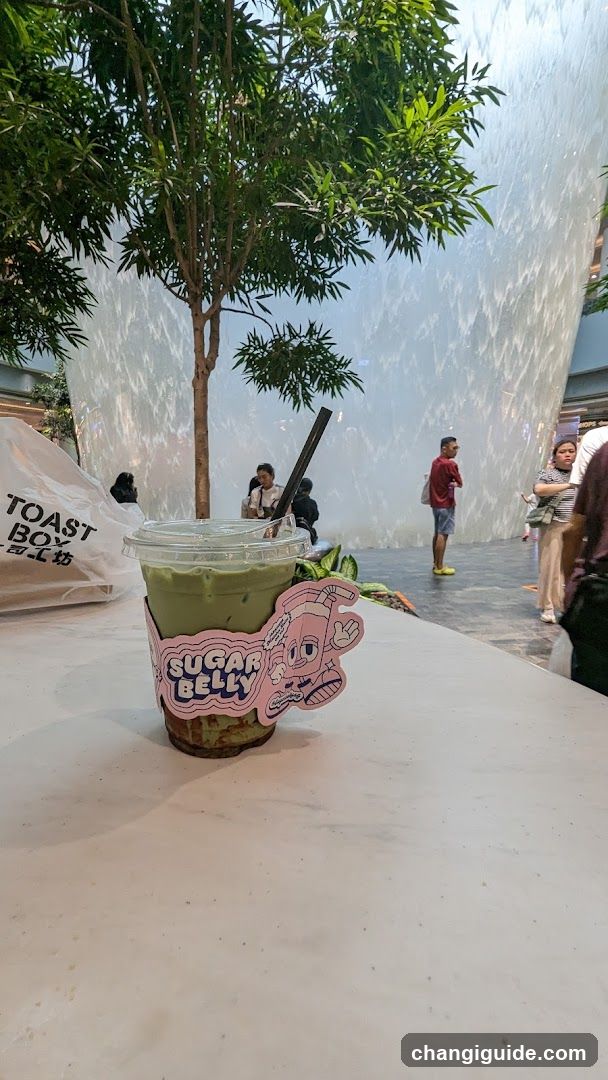 Matcha drink with Sugar Belly sticker