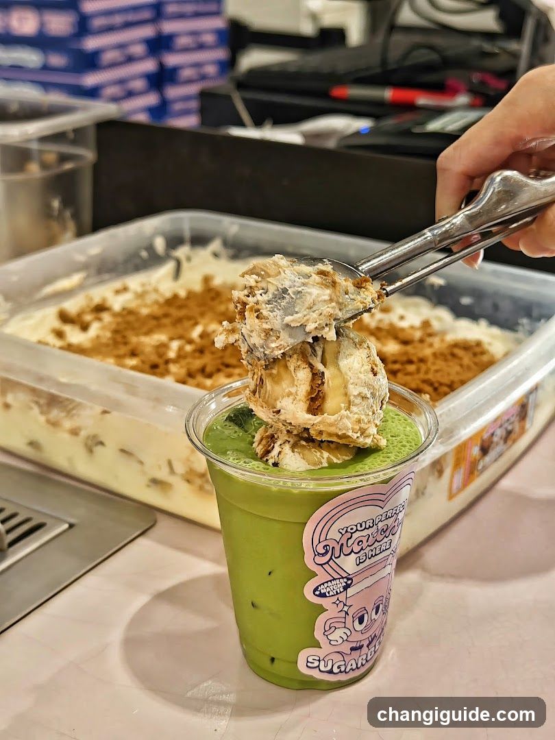 Matcha Dessert with Ice Cream Topping