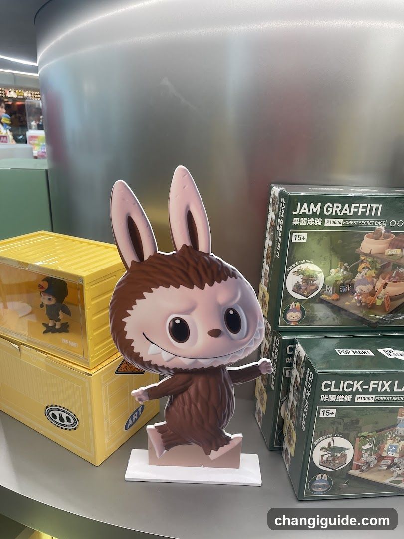 Merchandise Display with Collectible Figures and Building Kits
