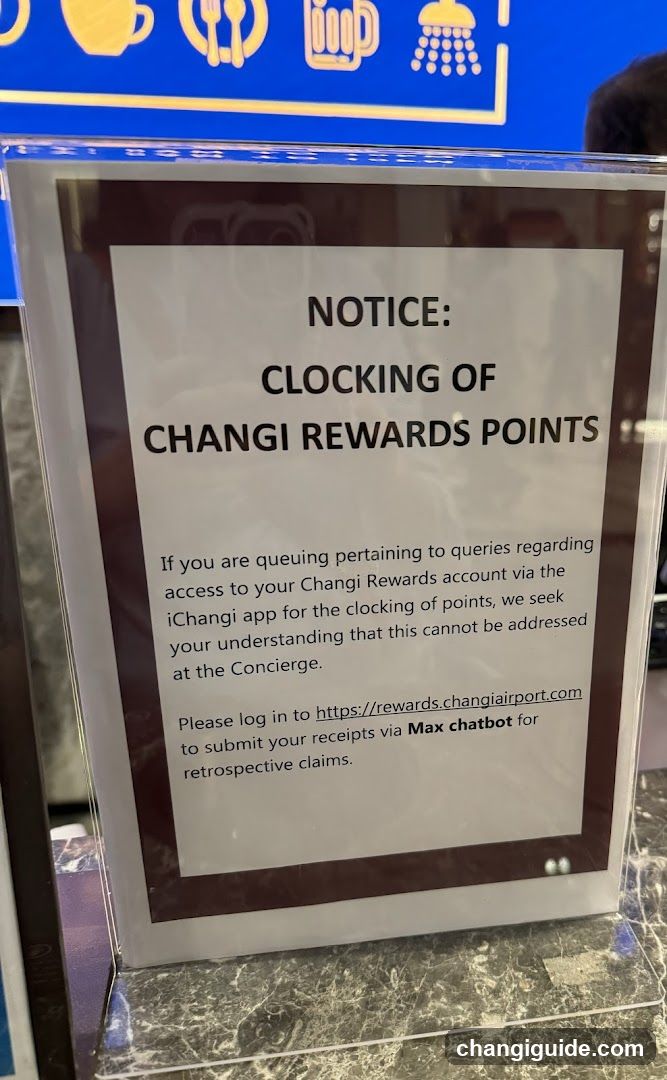 Changi Rewards Points Notice Sign