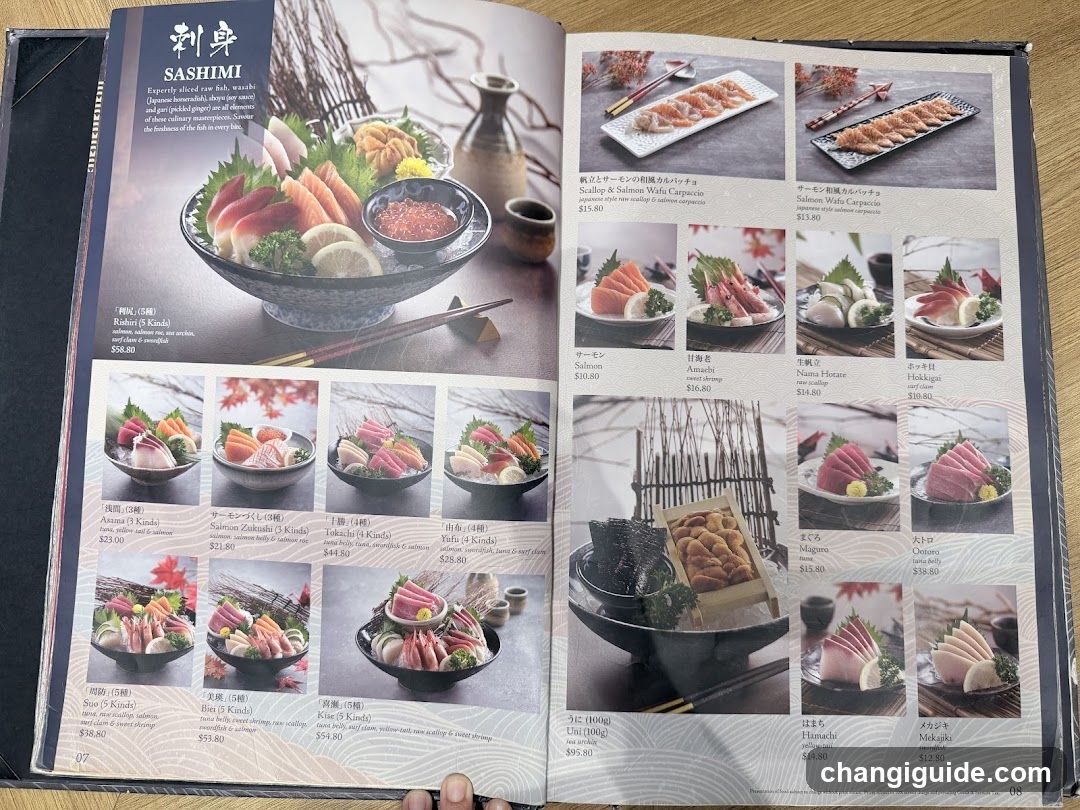 Sashimi Menu Page