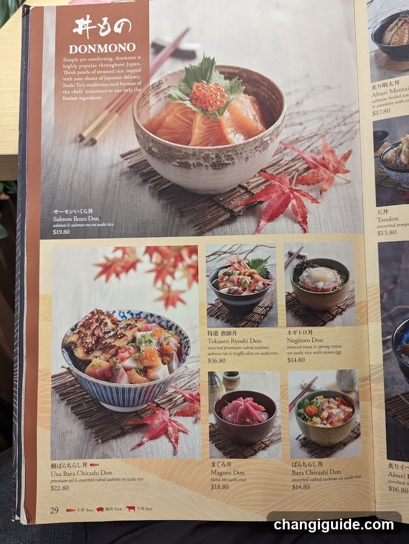 Japanese Donburi Menu Page