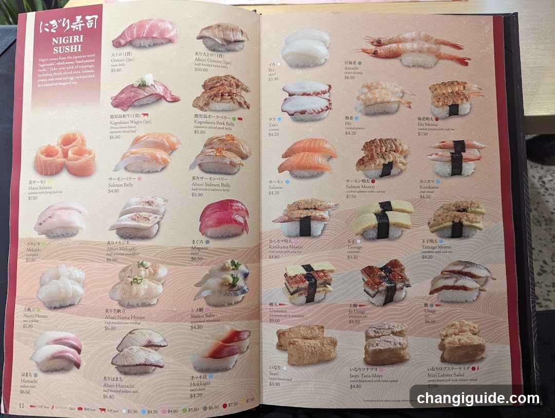 Nigiri Sushi Menu