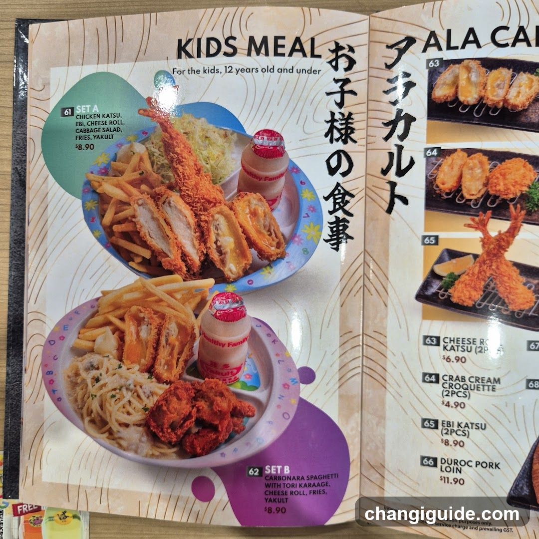 Kids Meal Menu Page