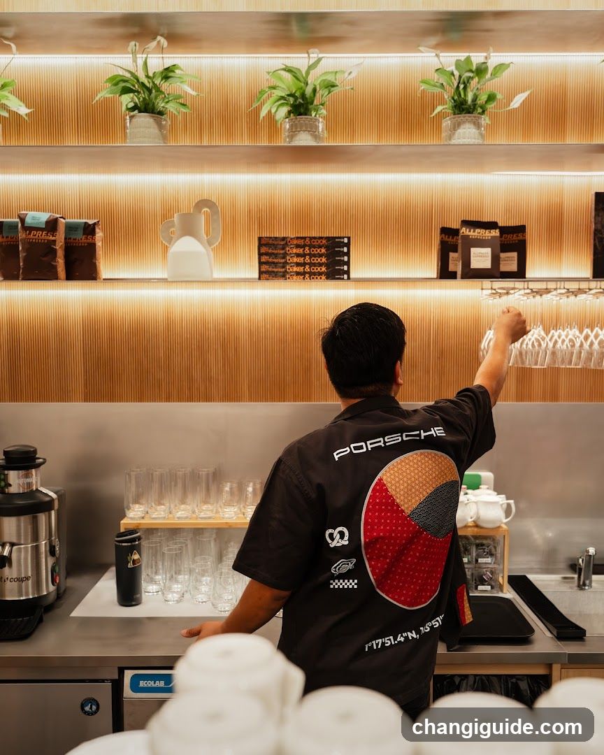 Barista Preparing Coffee in Modern Cafe Interior