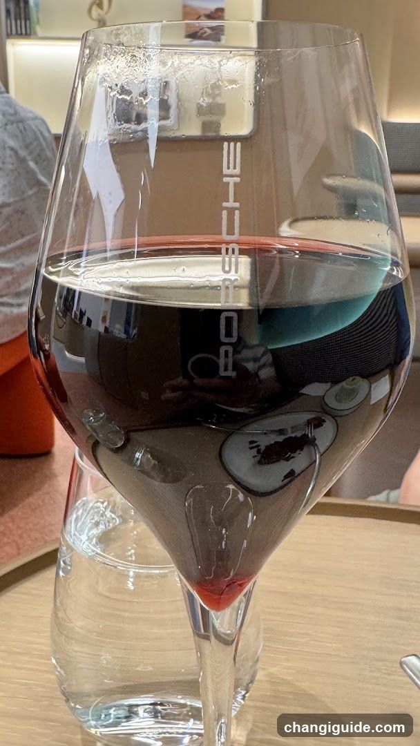 Porsche Wine Glass with Red Wine