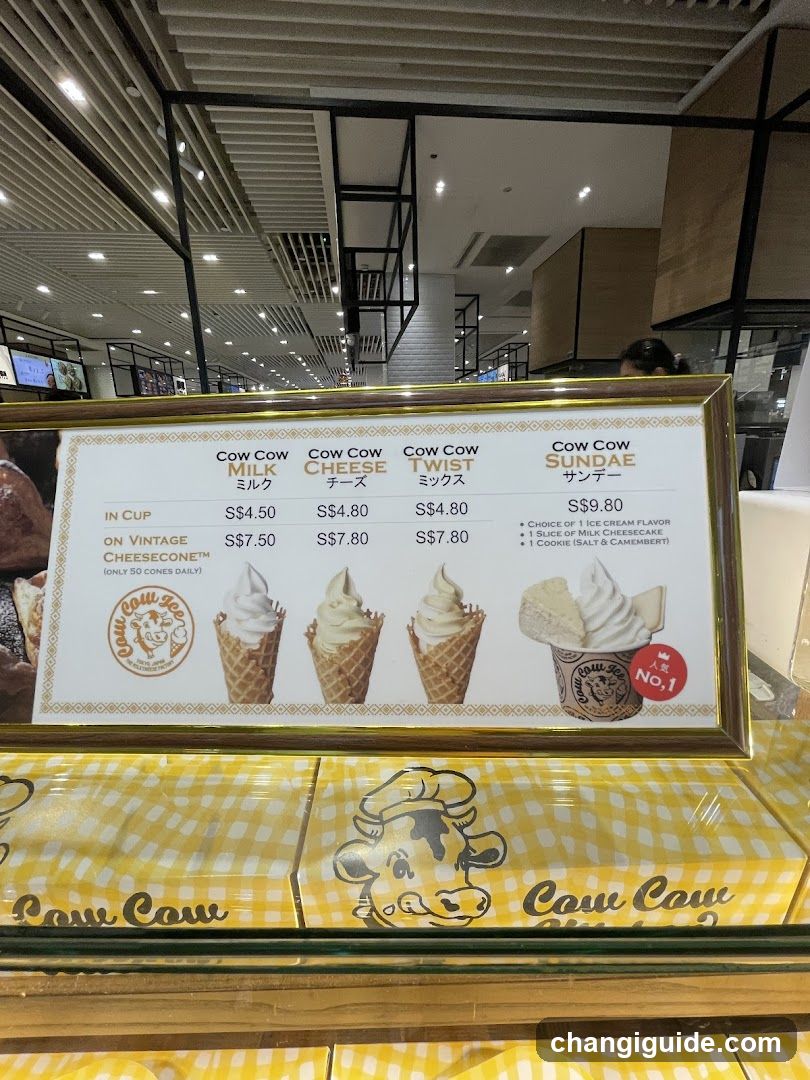 Cow Cow Ice Cream Menu Board