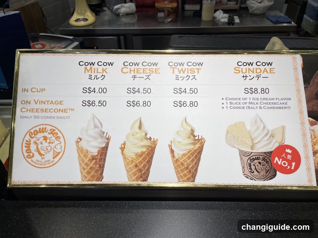 Cow Cow Ice Cream Menu Board