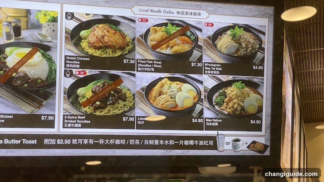 Local Noodle Dishes Menu Board